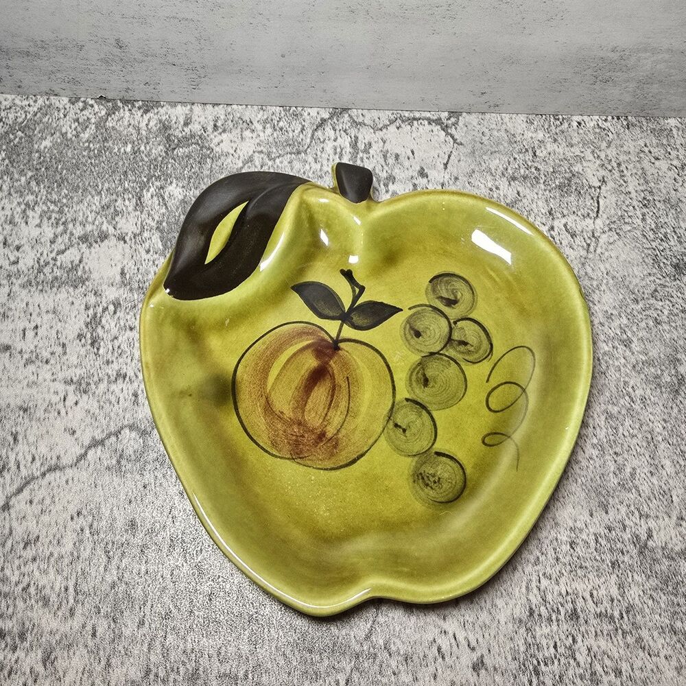1964 Vtg Mid Century Los Angeles Art Pottery Apple Plate Dish 7” E Mark MCM